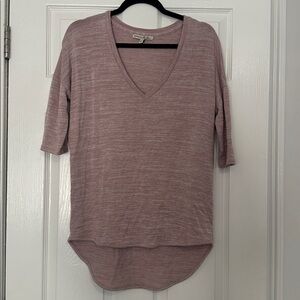 Express Oversized Deep V-Neck 3/4 Sleeve Knit High-Low Hem Sweater - Small